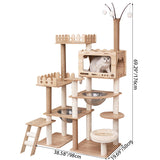 Modern Scandinavian Rectangular MDF Cat Tree with Acrylic Accents — Multi-Functional Living Room Furniture
