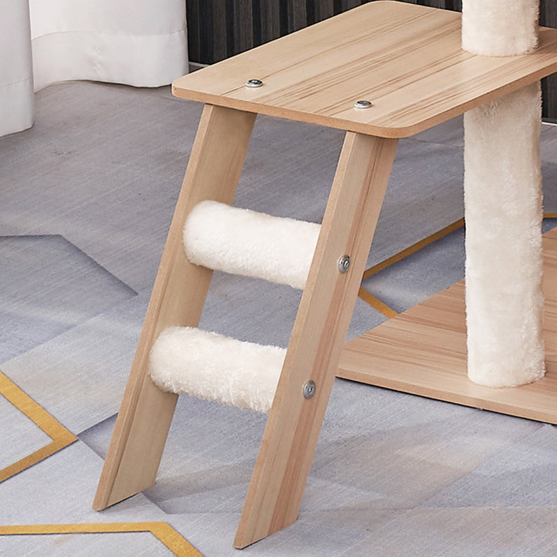 Modern Scandinavian Rectangular MDF Cat Tree with Acrylic Accents — Multi-Functional Living Room Furniture