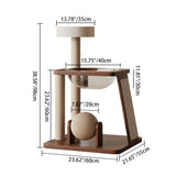 Contemporary Scandinavian Round Rubberwood Cat Tree – Solid Wood with Acrylic Details, Multi-Functional for Living Room