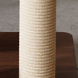 Contemporary Scandinavian Round Rubberwood Cat Tree – Solid Wood with Acrylic Details, Multi-Functional for Living Room