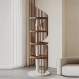 Modern Art Deco Spiral Cat Tree – Round Rubberwood, Pine & Ash with Stone Slab, 3/4/5-Tier, Ideal for Living Room