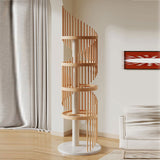 Modern Art Deco Spiral Cat Tree – Round Rubberwood, Pine & Ash with Stone Slab, 3/4/5-Tier, Ideal for Living Room