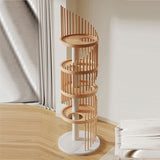 Modern Art Deco Spiral Cat Tree – Round Rubberwood, Pine & Ash with Stone Slab, 3/4/5-Tier, Ideal for Living Room