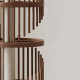 Modern Art Deco Spiral Cat Tree – Round Rubberwood, Pine & Ash with Stone Slab, 3/4/5-Tier, Ideal for Living Room