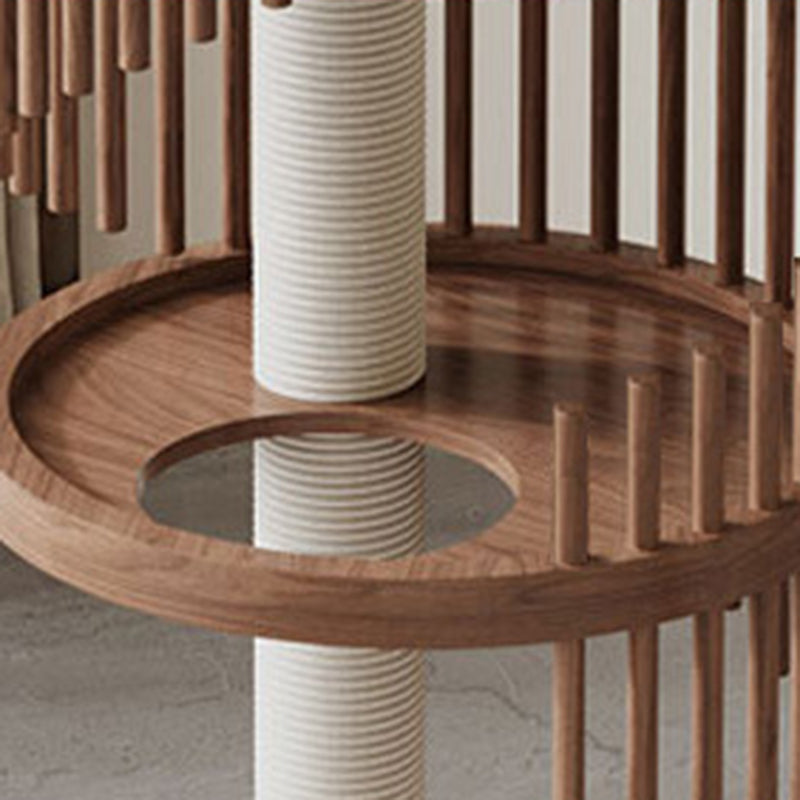 Modern Art Deco Spiral Cat Tree – Round Rubberwood, Pine & Ash with Stone Slab, 3/4/5-Tier, Ideal for Living Room