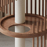 Modern Art Deco Spiral Cat Tree – Round Rubberwood, Pine & Ash with Stone Slab, 3/4/5-Tier, Ideal for Living Room