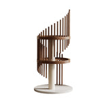 Modern Art Deco Spiral Cat Tree – Round Rubberwood, Pine & Ash with Stone Slab, 3/4/5-Tier, Ideal for Living Room
