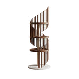 Modern Art Deco Spiral Cat Tree – Round Rubberwood, Pine & Ash with Stone Slab, 3/4/5-Tier, Ideal for Living Room
