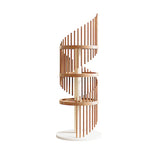 Modern Art Deco Spiral Cat Tree – Round Rubberwood, Pine & Ash with Stone Slab, 3/4/5-Tier, Ideal for Living Room