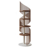 Modern Art Deco Spiral Cat Tree – Round Rubberwood, Pine & Ash with Stone Slab, 3/4/5-Tier, Ideal for Living Room