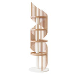 Modern Art Deco Spiral Cat Tree – Round Rubberwood, Pine & Ash with Stone Slab, 3/4/5-Tier, Ideal for Living Room