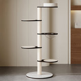 Contemporary Scandinavian Round Solid Wood Cat Tree with Multi-Layer Panels and Pine Stone Slab – Multi-Functional Living Room Design