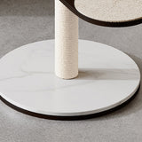 Contemporary Scandinavian Round Solid Wood Cat Tree with Multi-Layer Panels and Pine Stone Slab – Multi-Functional Living Room Design