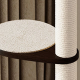 Contemporary Scandinavian Round Solid Wood Cat Tree with Multi-Layer Panels and Pine Stone Slab – Multi-Functional Living Room Design
