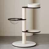 Contemporary Scandinavian Round Solid Wood Cat Tree with Multi-Layer Panels and Pine Stone Slab – Multi-Functional Living Room Design