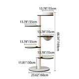 Contemporary Scandinavian Round Solid Wood Cat Tree with Multi-Layer Panels and Pine Stone Slab – Multi-Functional Living Room Design