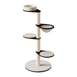 Contemporary Scandinavian Round Solid Wood Cat Tree with Multi-Layer Panels and Pine Stone Slab – Multi-Functional Living Room Design