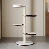 Contemporary Scandinavian Round Solid Wood Cat Tree with Multi-Layer Panels and Pine Stone Slab – Multi-Functional Living Room Design