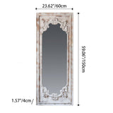 Elegant Traditional Vintage Rectangular Full-Length Mirror in Wabi-Sabi Fir Wood with Glass Accent for Entryways