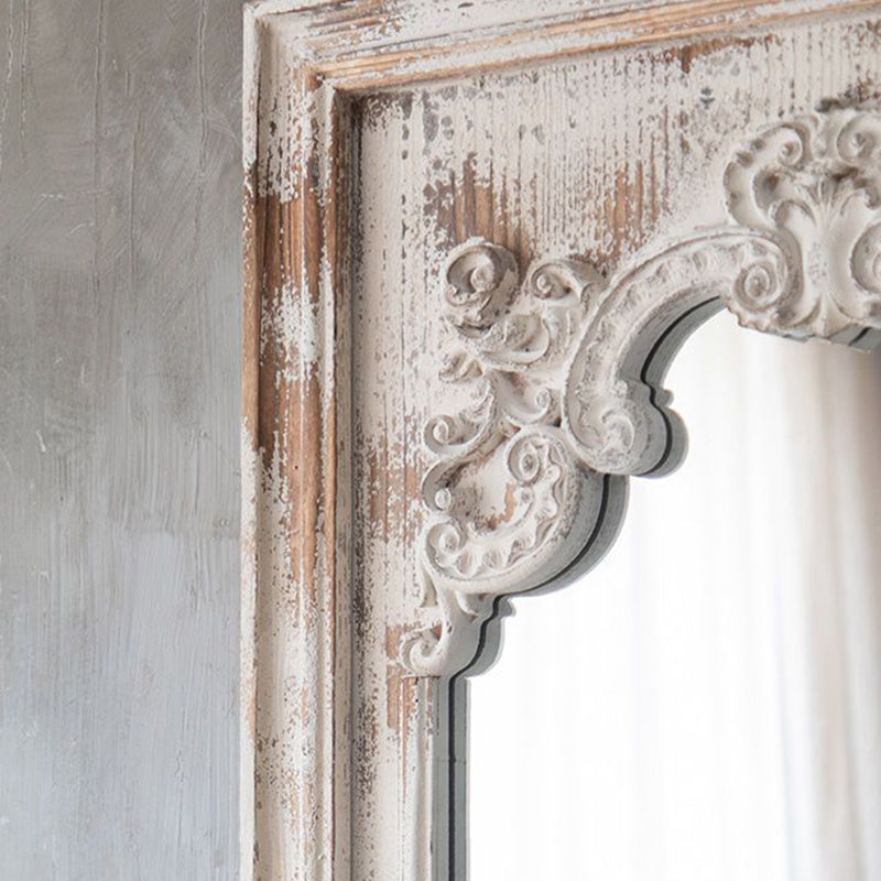 Elegant Traditional Vintage Rectangular Full-Length Mirror in Wabi-Sabi Fir Wood with Glass Accent for Entryways