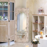Elegant Traditional Vintage Rectangular Full-Length Mirror in Wabi-Sabi Fir Wood with Glass Accent for Entryways