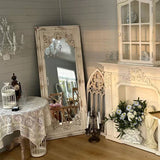 Elegant Traditional Vintage Rectangular Full-Length Mirror in Wabi-Sabi Fir Wood with Glass Accent for Entryways