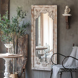 Elegant Traditional Vintage Rectangular Full-Length Mirror in Wabi-Sabi Fir Wood with Glass Accent for Entryways
