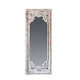 Elegant Traditional Vintage Rectangular Full-Length Mirror in Wabi-Sabi Fir Wood with Glass Accent for Entryways