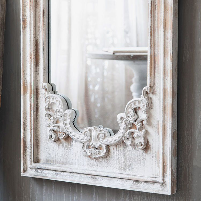 Elegant Traditional Vintage Rectangular Full-Length Mirror in Wabi-Sabi Fir Wood with Glass Accent for Entryways