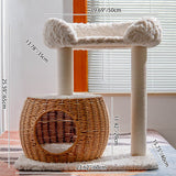 Round Scandinavian-Style Cat Tree with Velvet Fabric and Sisal Posts — MDF Construction, Multi-Functional Living Room Furniture