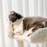 Round Scandinavian-Style Cat Tree with Velvet Fabric and Sisal Posts — MDF Construction, Multi-Functional Living Room Furniture