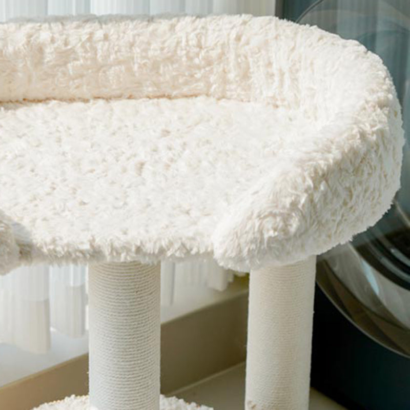 Round Scandinavian-Style Cat Tree with Velvet Fabric and Sisal Posts — MDF Construction, Multi-Functional Living Room Furniture