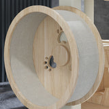 Modern Rectangular Solid Pine Wood Cat Tree with Acrylic Accents and Kraft Paper Rope — Multi-Level, Multi-Functional for Living Room