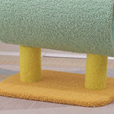 Modern Cylindrical Cat Tree with Chicken- and Dinosaur-Shaped Fabric Panels, Sisal-Wrapped Paper Tube, MDF Construction – Multi-Functional Bedroom Cat Furniture