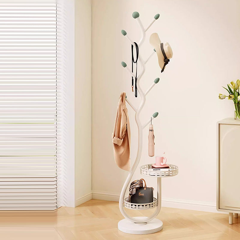 Contemporary Round Tree-Shaped Hall Tree in Carbon Steel and Marble for Bedroom & Entryways