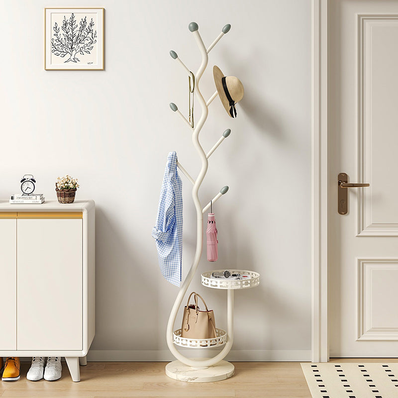 Contemporary Round Tree-Shaped Hall Tree in Carbon Steel and Marble for Bedroom & Entryways