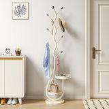 Contemporary Round Tree-Shaped Hall Tree in Carbon Steel and Marble for Bedroom & Entryways
