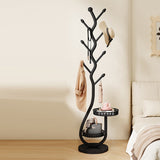 Contemporary Round Tree-Shaped Hall Tree in Carbon Steel and Marble for Bedroom & Entryways