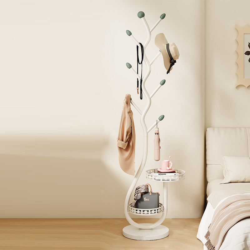 Contemporary Round Tree-Shaped Hall Tree in Carbon Steel and Marble for Bedroom & Entryways