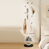 Contemporary Round Tree-Shaped Hall Tree in Carbon Steel and Marble for Bedroom & Entryways
