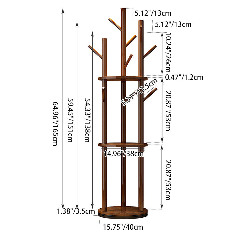 Contemporary Scandinavian Round Tree-Shaped Hall Tree with Swivel Coat Rack – Solid Pine Wood & MDF for Bedroom & Entryways