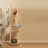 Contemporary Scandinavian Round Tree-Shaped Hall Tree with Swivel Coat Rack – Solid Pine Wood & MDF for Bedroom & Entryways