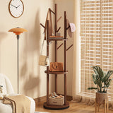 Contemporary Scandinavian Round Tree-Shaped Hall Tree with Swivel Coat Rack – Solid Pine Wood & MDF for Bedroom & Entryways
