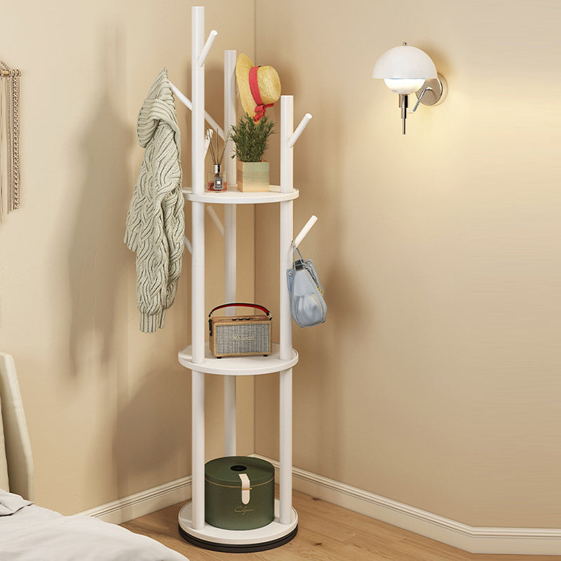 Contemporary Scandinavian Round Tree-Shaped Hall Tree with Swivel Coat Rack – Solid Pine Wood & MDF for Bedroom & Entryways