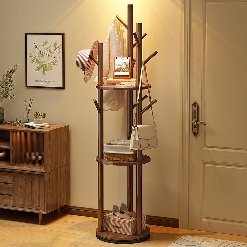 Contemporary Scandinavian Round Tree-Shaped Hall Tree with Swivel Coat Rack – Solid Pine Wood & MDF for Bedroom & Entryways