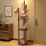 Contemporary Scandinavian Round Tree-Shaped Hall Tree with Swivel Coat Rack – Solid Pine Wood & MDF for Bedroom & Entryways