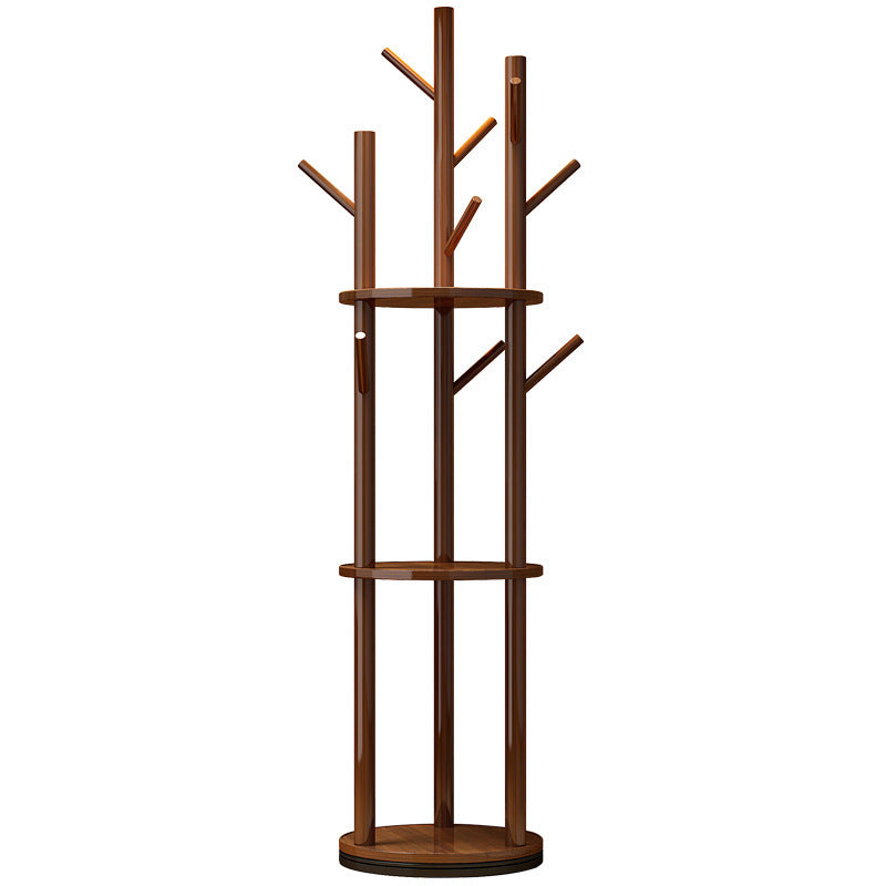 Contemporary Scandinavian Round Tree-Shaped Hall Tree with Swivel Coat Rack – Solid Pine Wood & MDF for Bedroom & Entryways