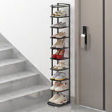 Modern Minimalist Iron Shoe Storage Rack in Square Pebble Pattern with Bake-Paint Finish — 5–10-Tier Options for Entryways & Living Rooms