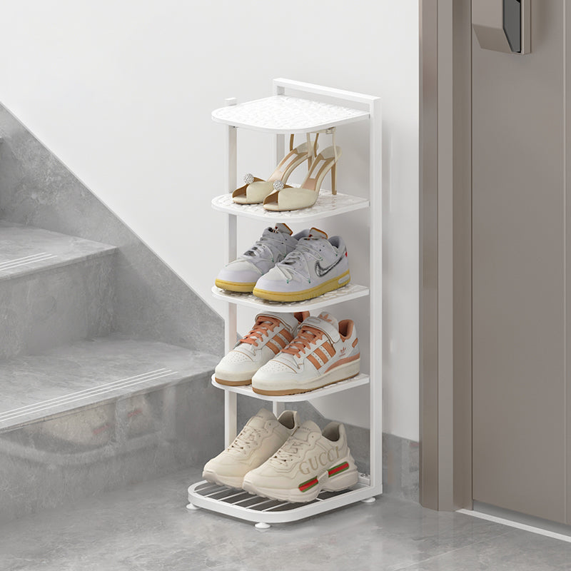 Modern Minimalist Iron Shoe Storage Rack in Square Pebble Pattern with Bake-Paint Finish — 5–10-Tier Options for Entryways & Living Rooms