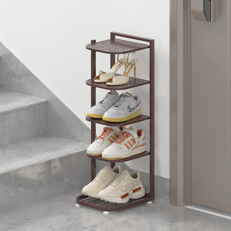 Modern Minimalist Iron Shoe Storage Rack in Square Pebble Pattern with Bake-Paint Finish — 5–10-Tier Options for Entryways & Living Rooms